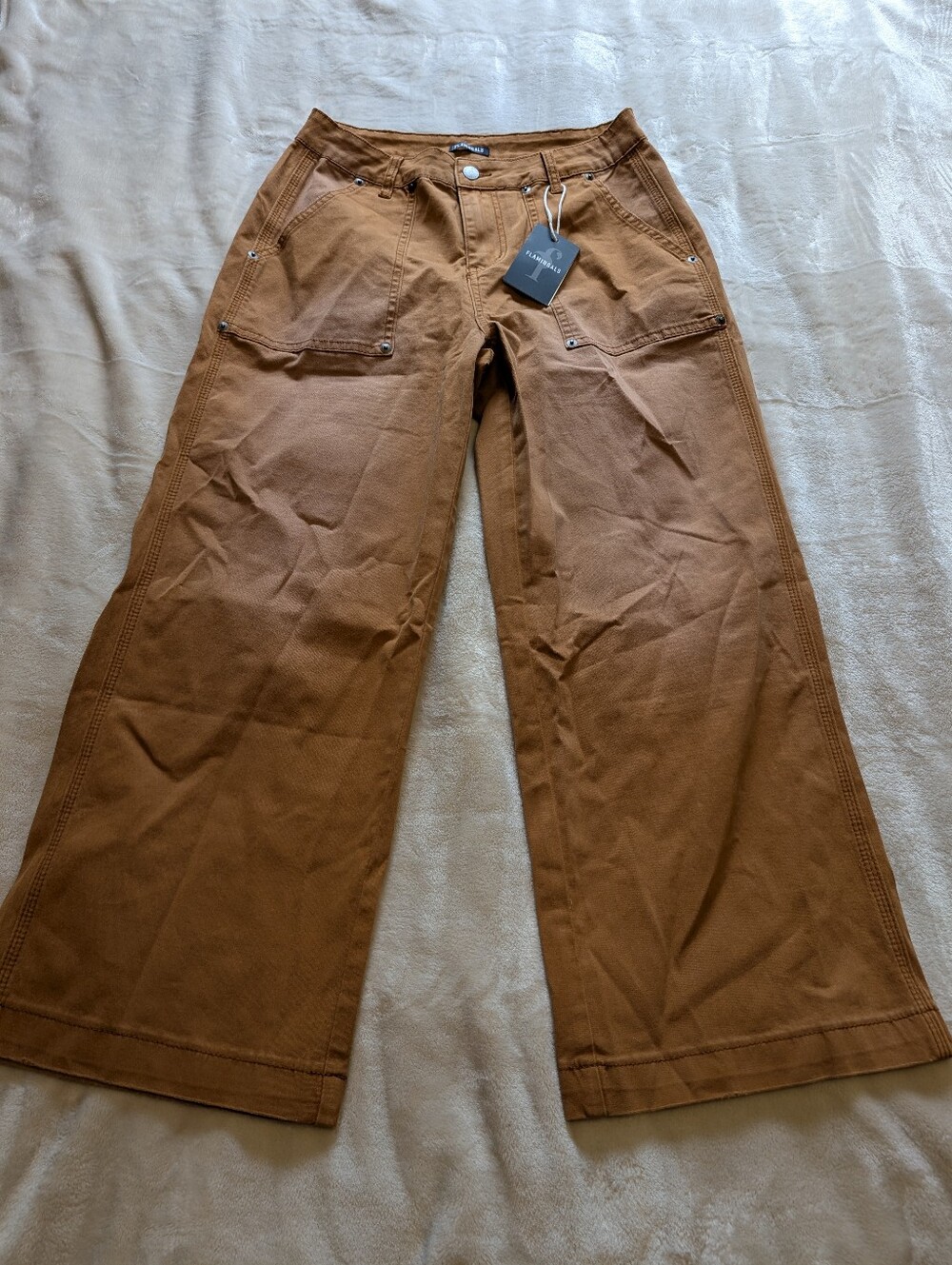 Flamingals Mid-rise Wide Leg Cropped Pants in Ginger NWT Women's Medium - Picture 5 of 9